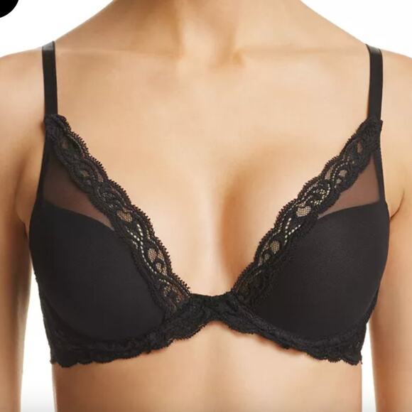 Natori Feathers Contour Plunge Bra Black Size 32 DD - Picture 1 of 10